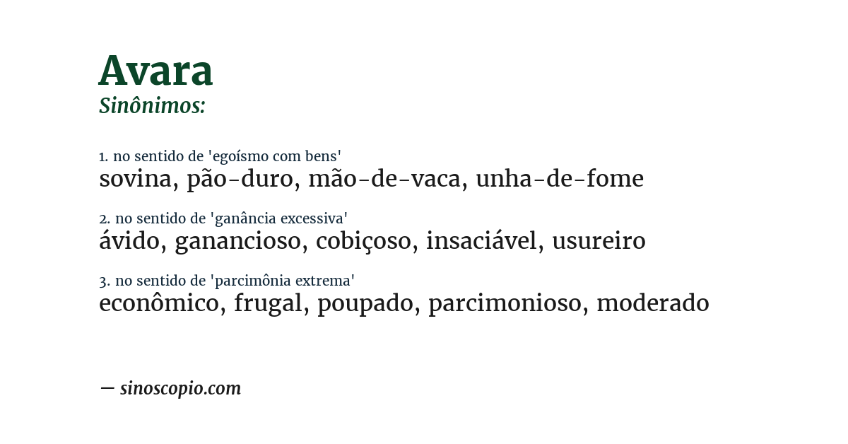 Sinônimo de avara