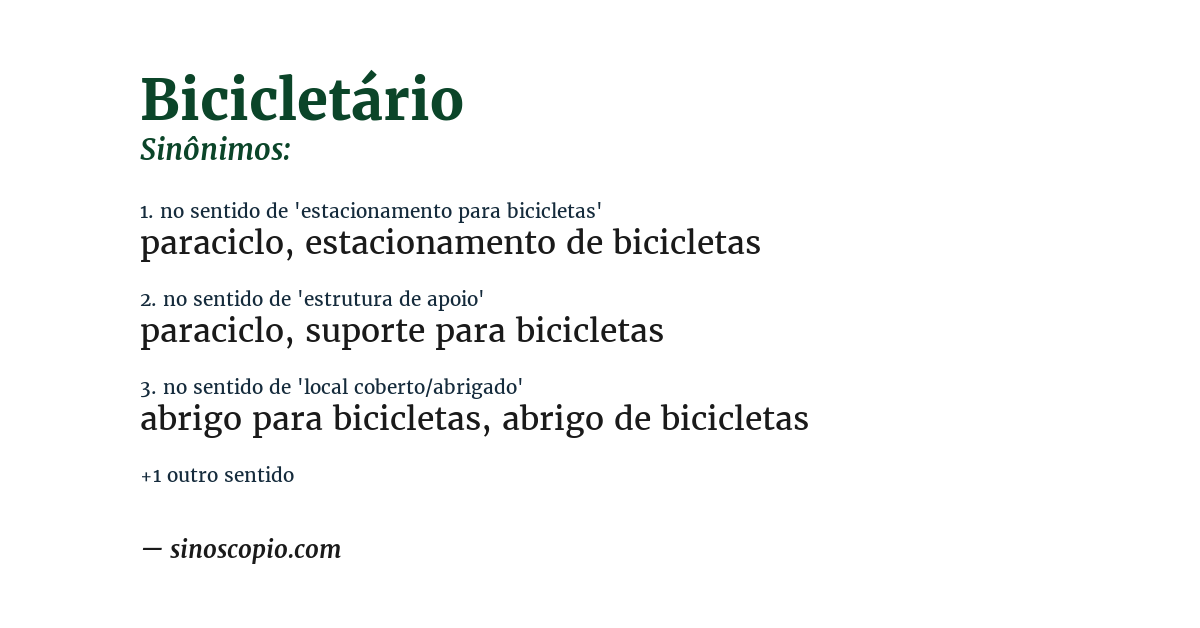 Sinônimo de bicicletário