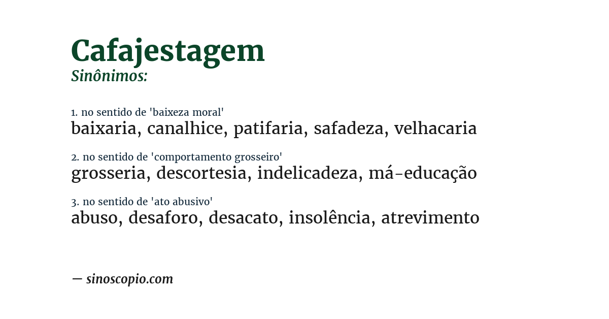 Sinônimo de cafajestagem