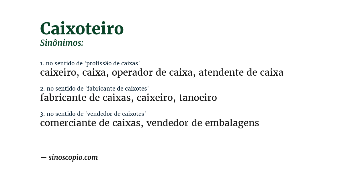 Sinônimo de caixoteiro