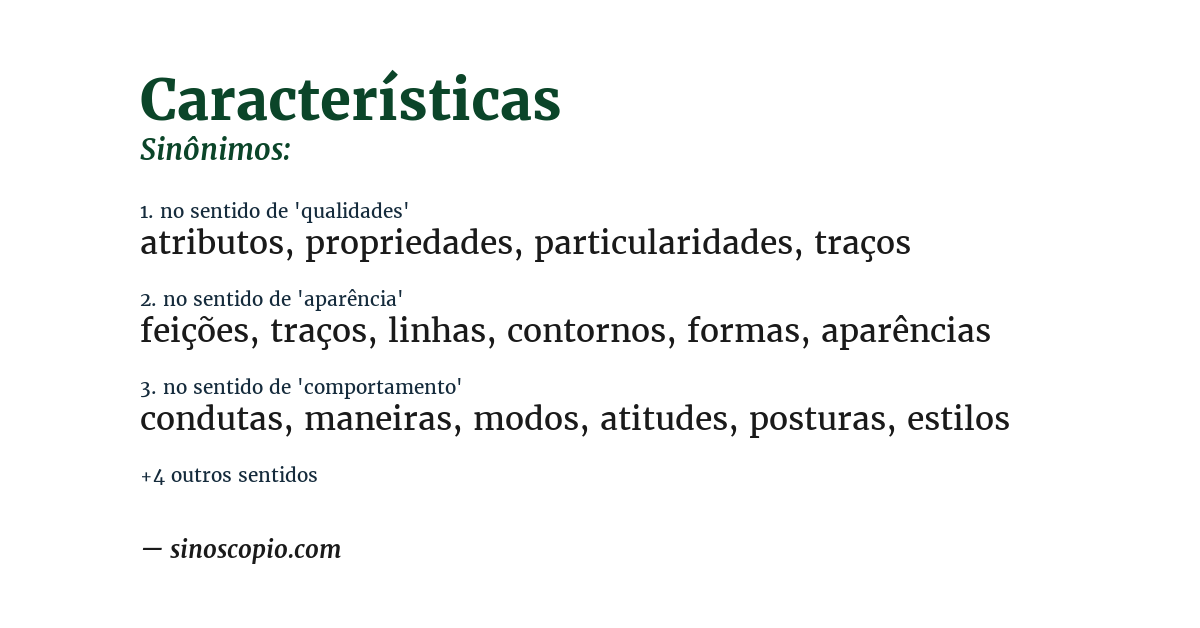 Sinônimo de características