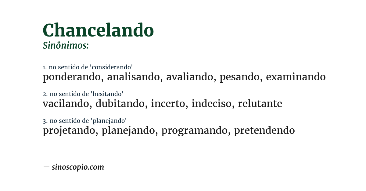 Sinônimo de chancelando