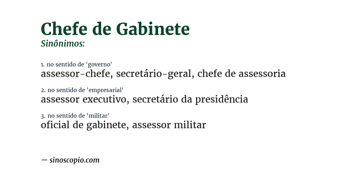 Sinônimo de chefe de gabinete