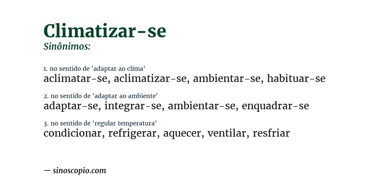 Sinônimo de climatizar-se
