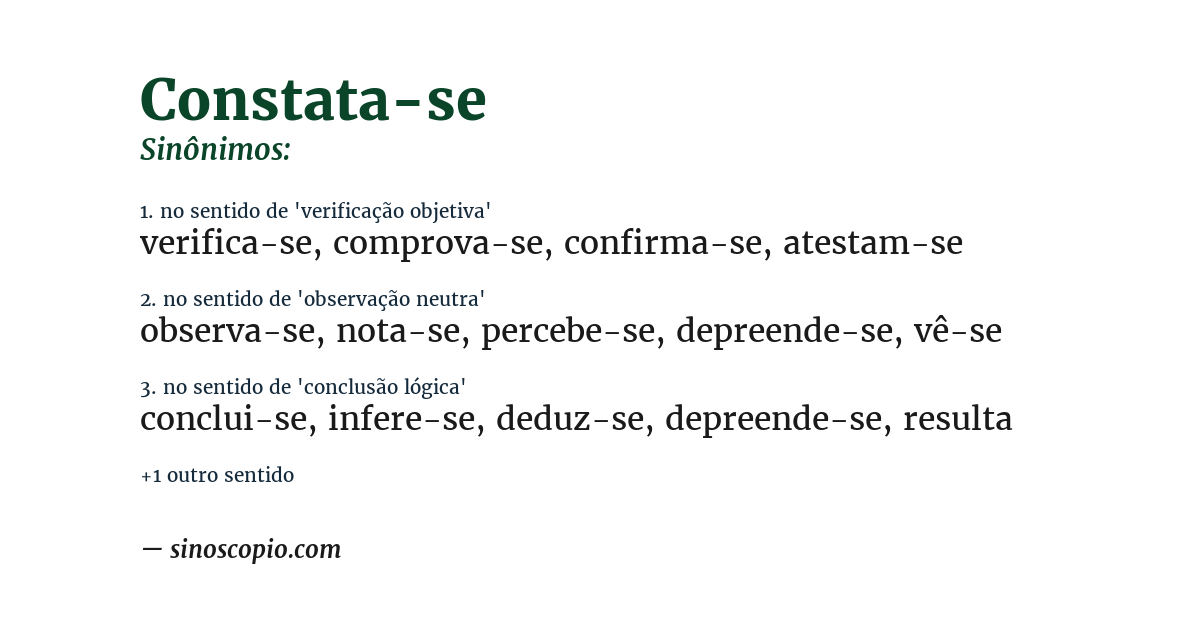 Sinônimo de constata-se
