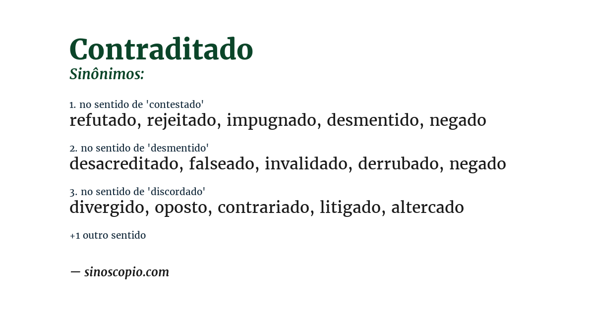 Sinônimo de contraditado