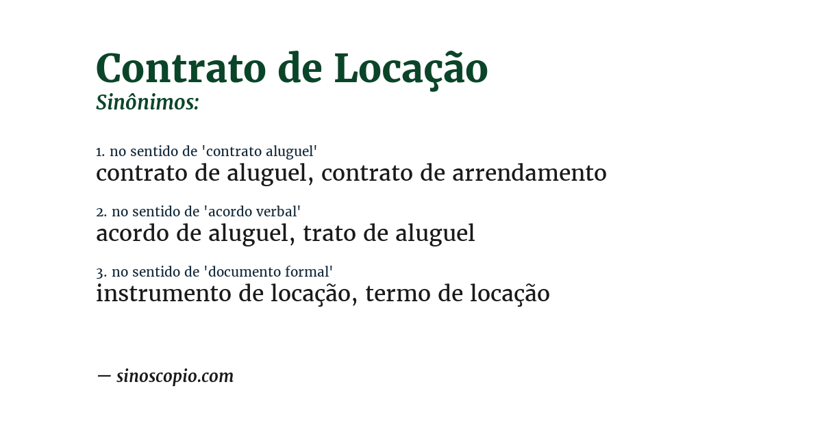Sinônimo de contrato de locação
