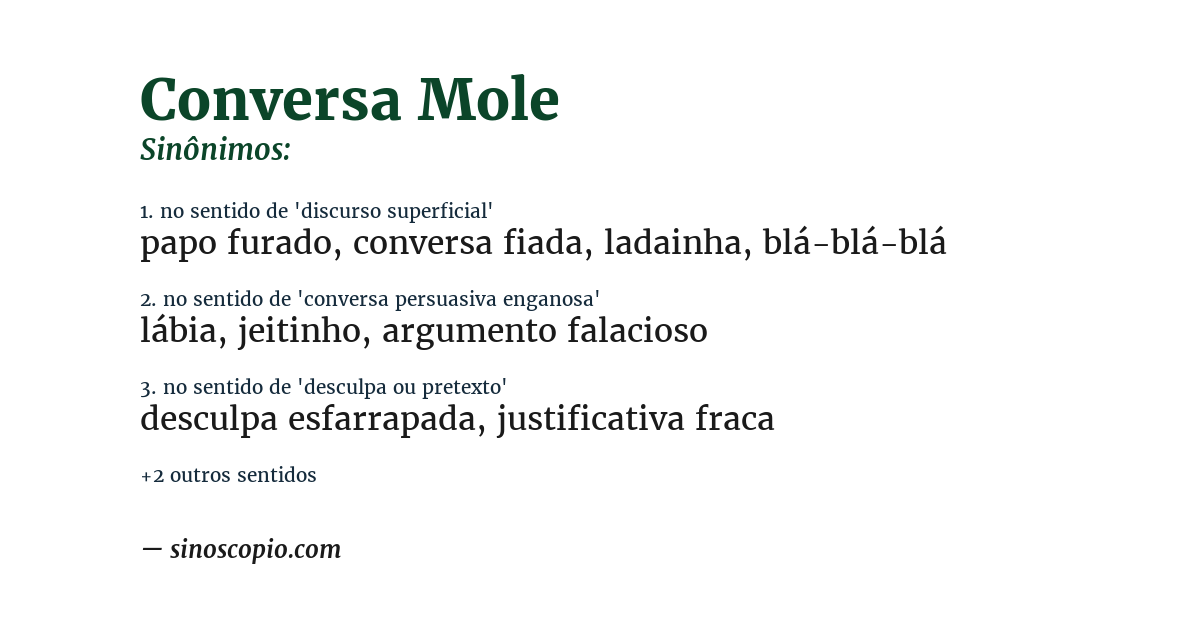 Sinônimo de conversa mole