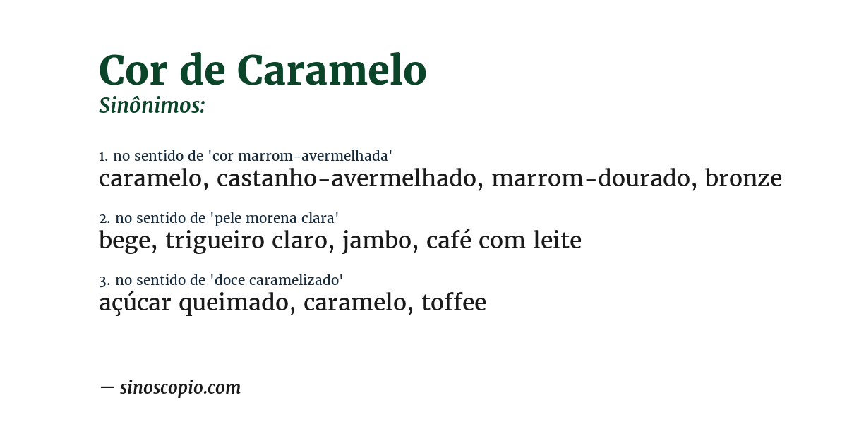 Sinônimo de cor de caramelo