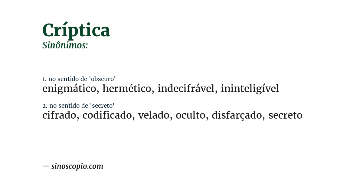 Sinônimo de críptica