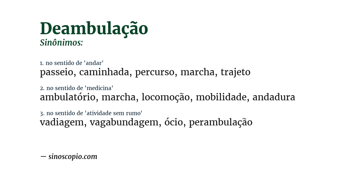 Sinônimo de deambulação