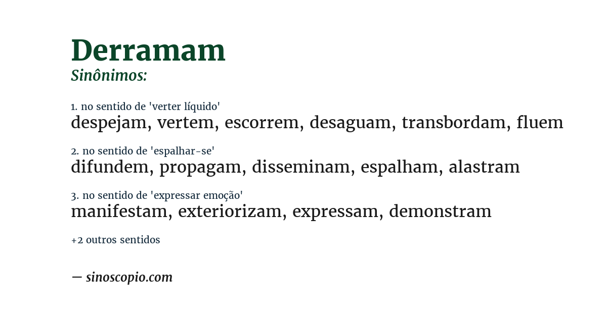 Sinônimo de derramam