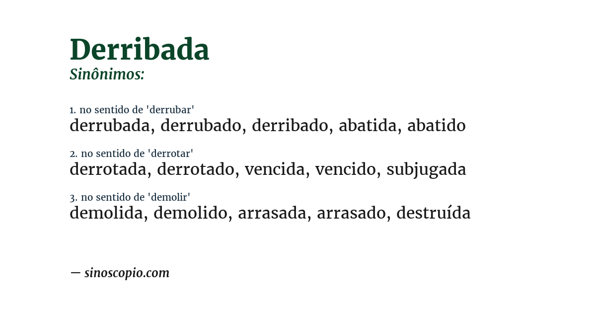 Sinônimo de derribada