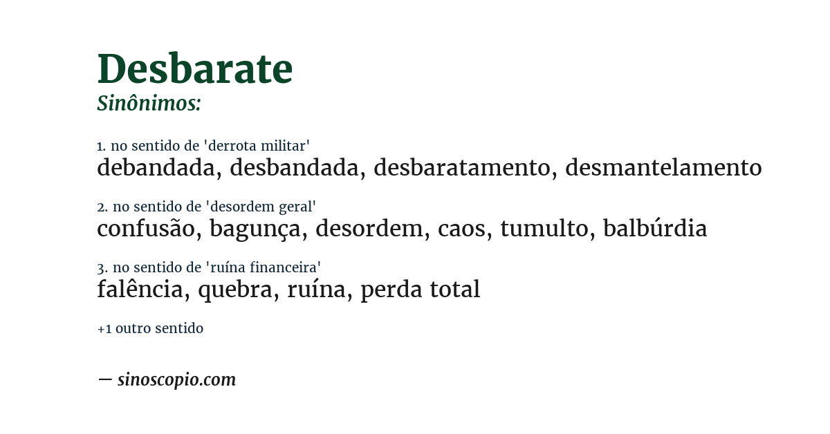 Sinônimo de desbarate