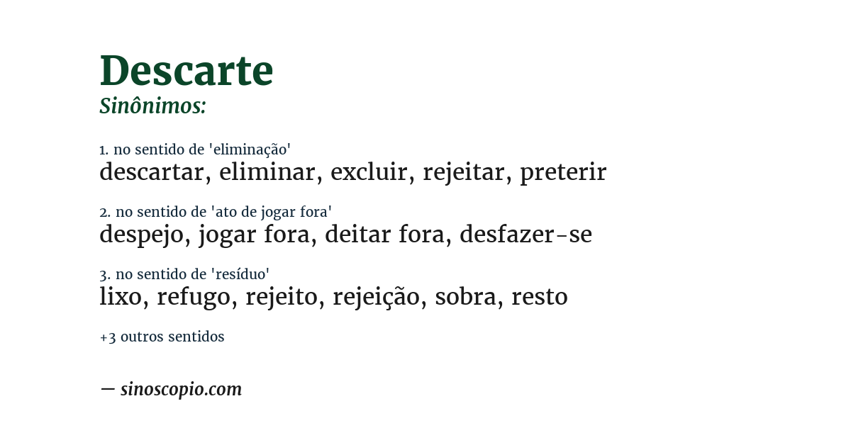 Sinônimo de descarte
