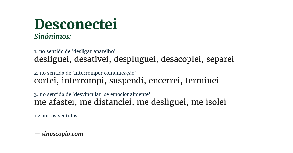 Sinônimo de desconectei