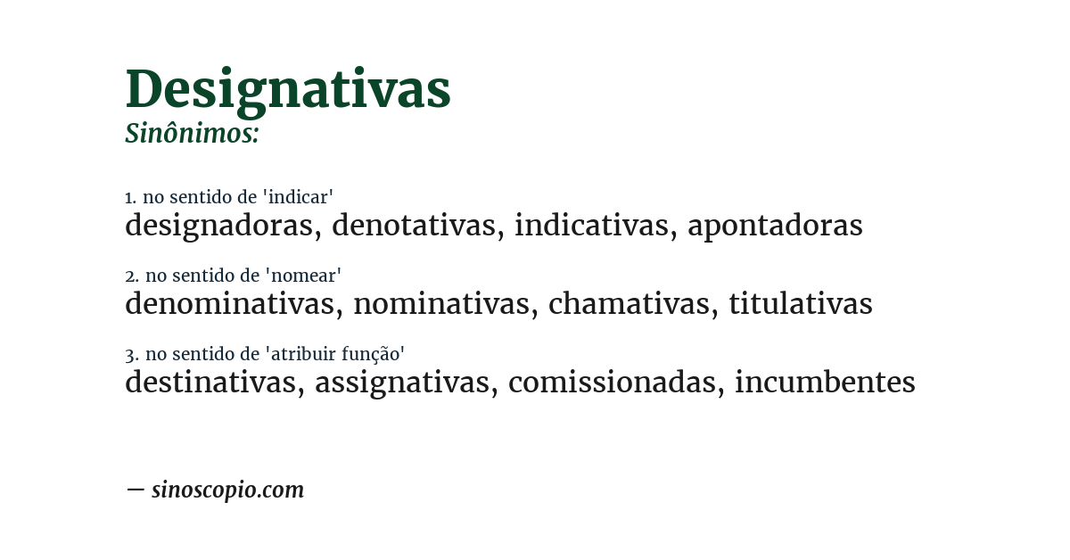 Sinônimo de designativas