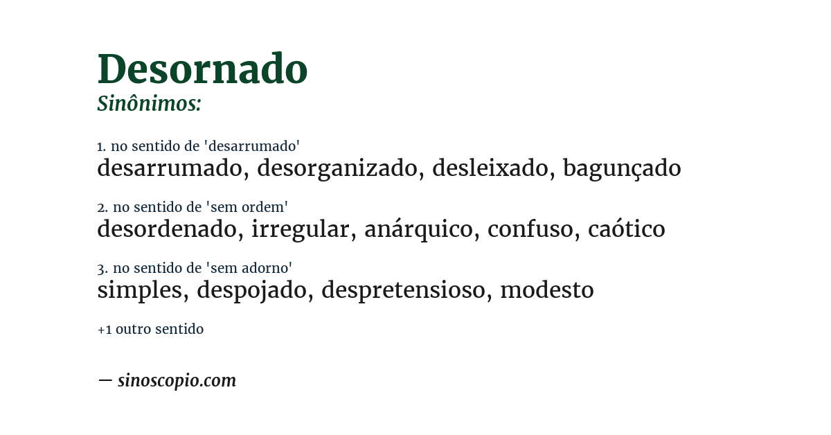 Sinônimo de desornado