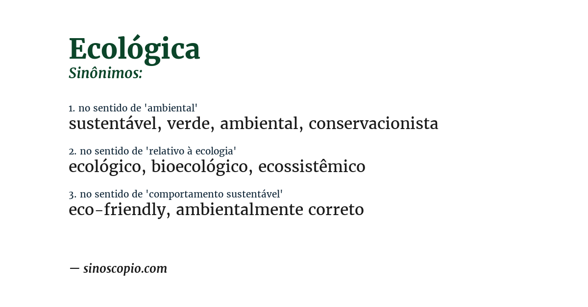 Sinônimo de ecológica