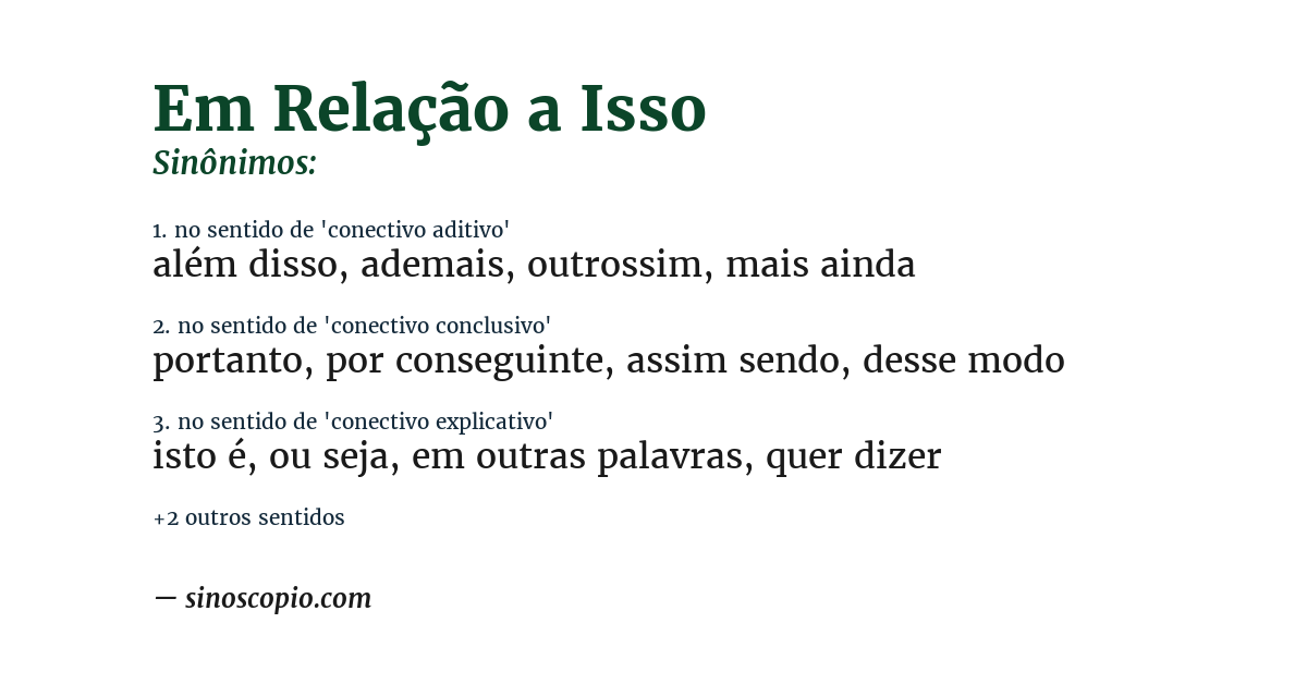 Sinônimo de em relação a isso
