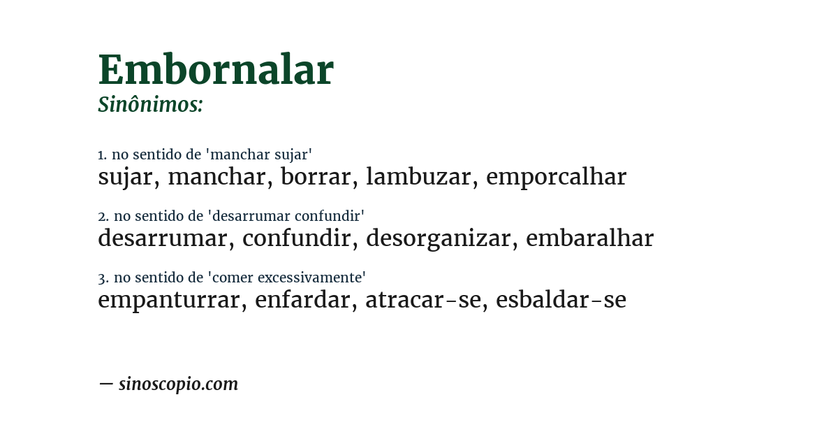 Sinônimo de embornalar