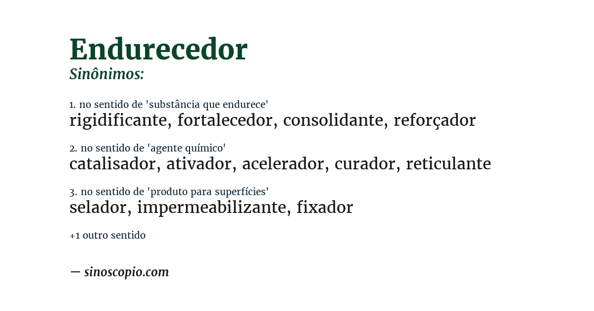 Sinônimo de endurecedor