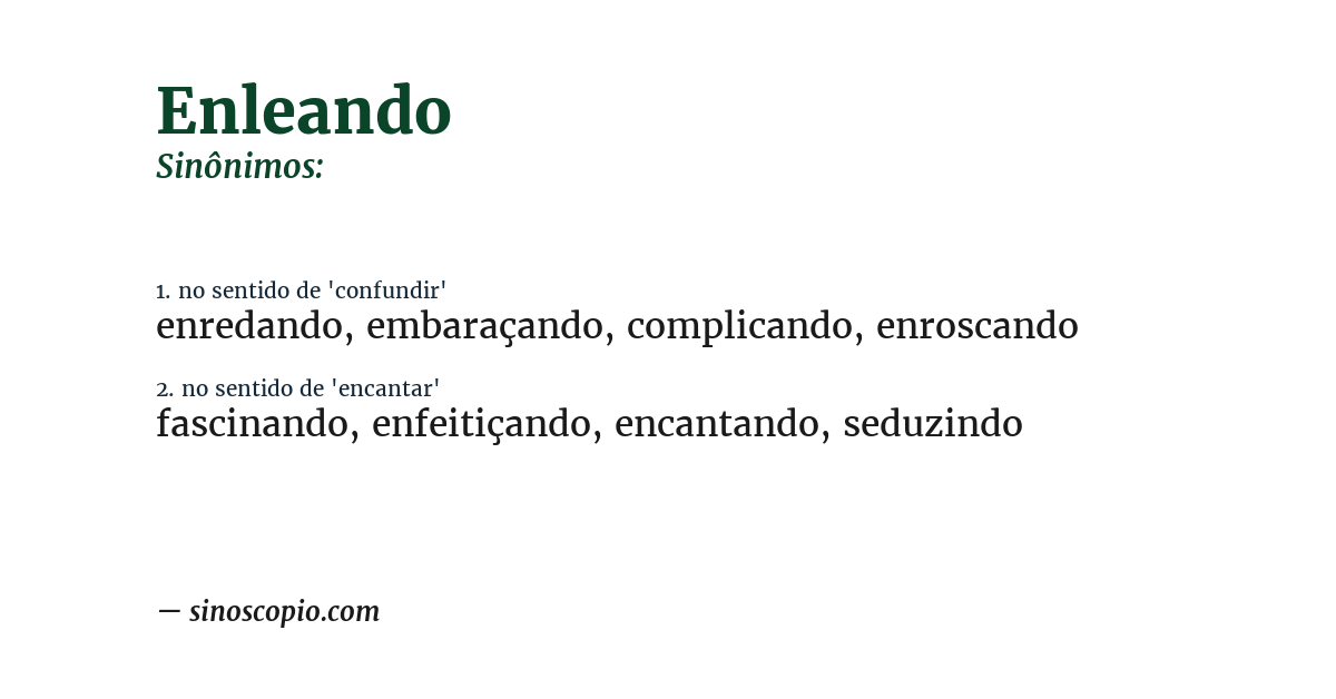 Sinônimo de enleando