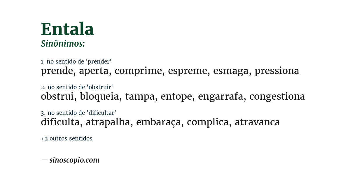 Sinônimo de entala
