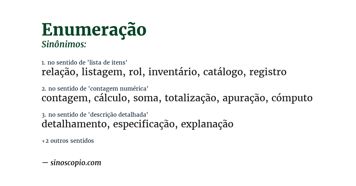 Sinônimo de enumeração