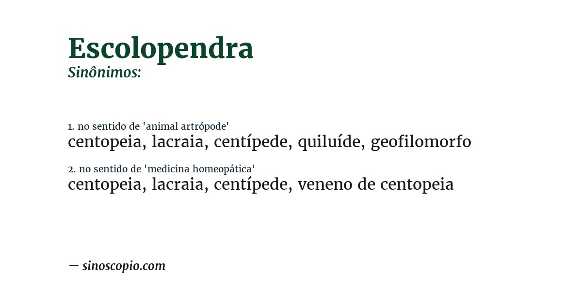 Sinônimo de escolopendra