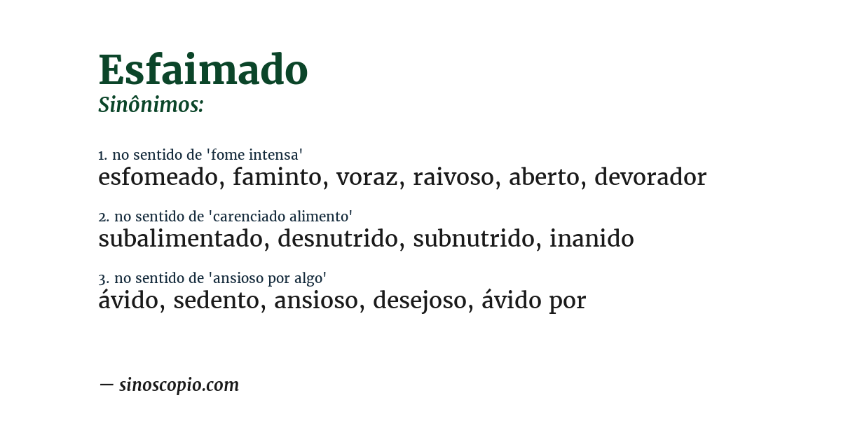 Sinônimo de esfaimado