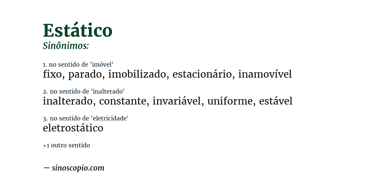 Sinônimo de estático