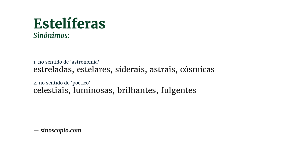 Sinônimo de estelíferas