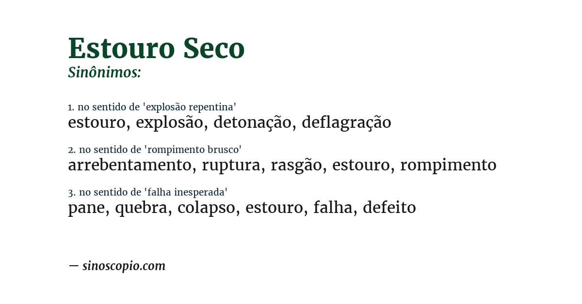 Sinônimo de estouro seco