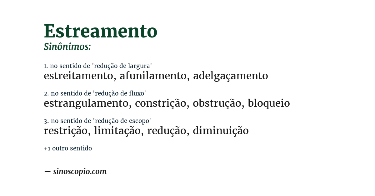 Sinônimo de estreamento