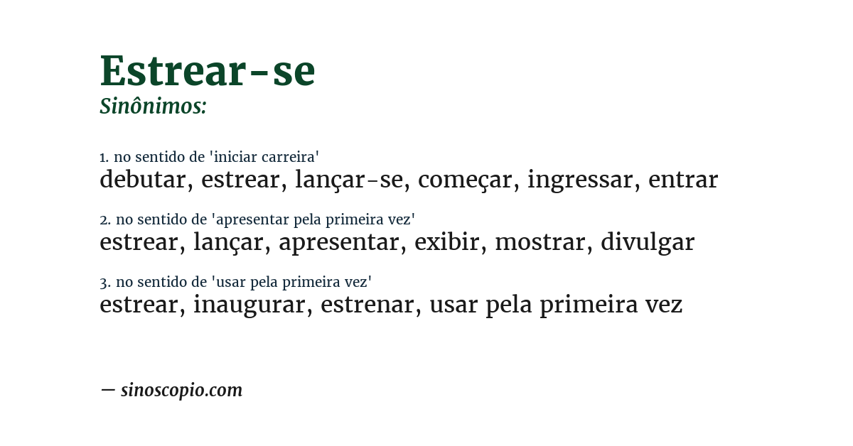 Sinônimo de estrear-se