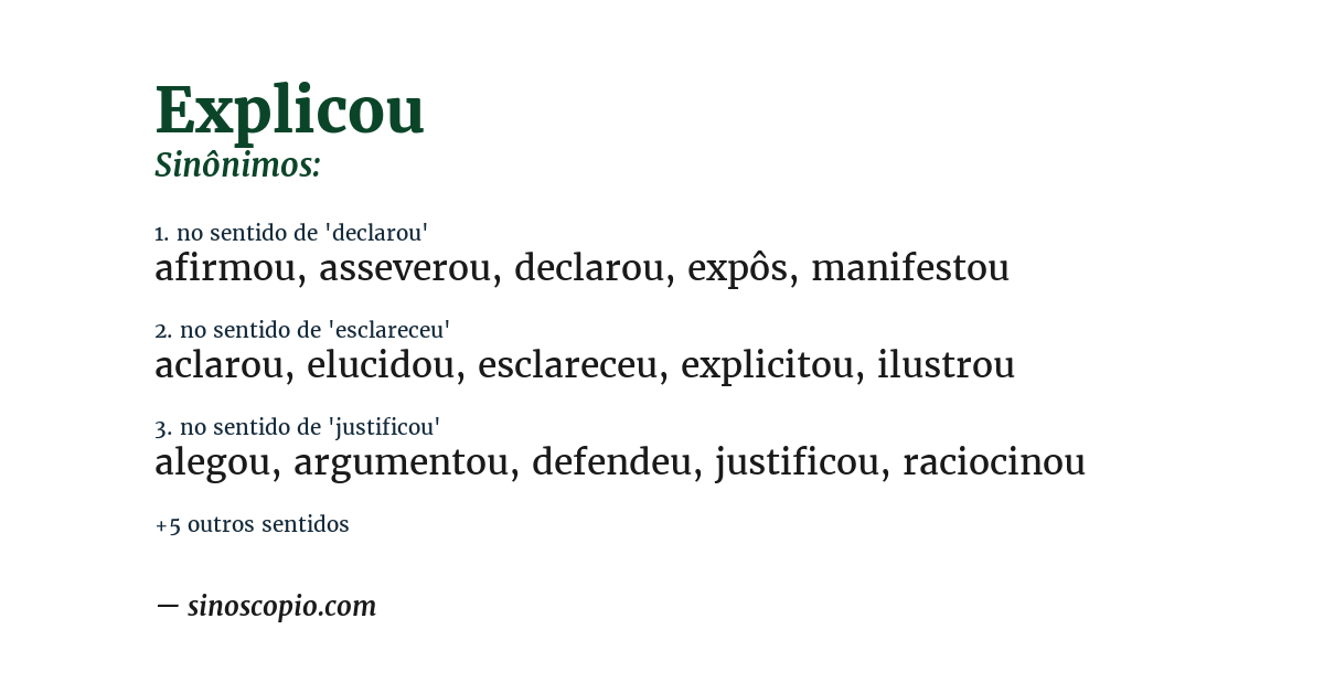 Sinônimo de explicou