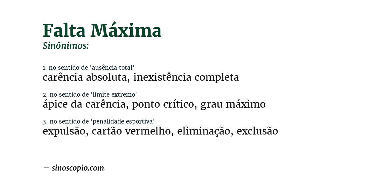 Sinônimo de falta máxima