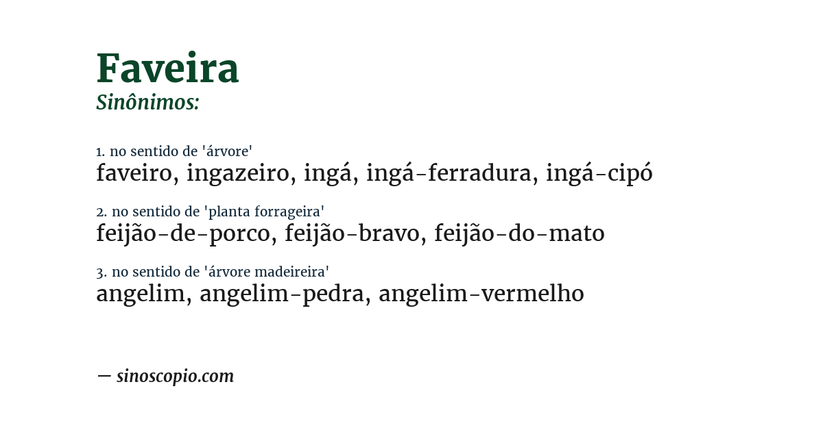 Sinônimo de faveira