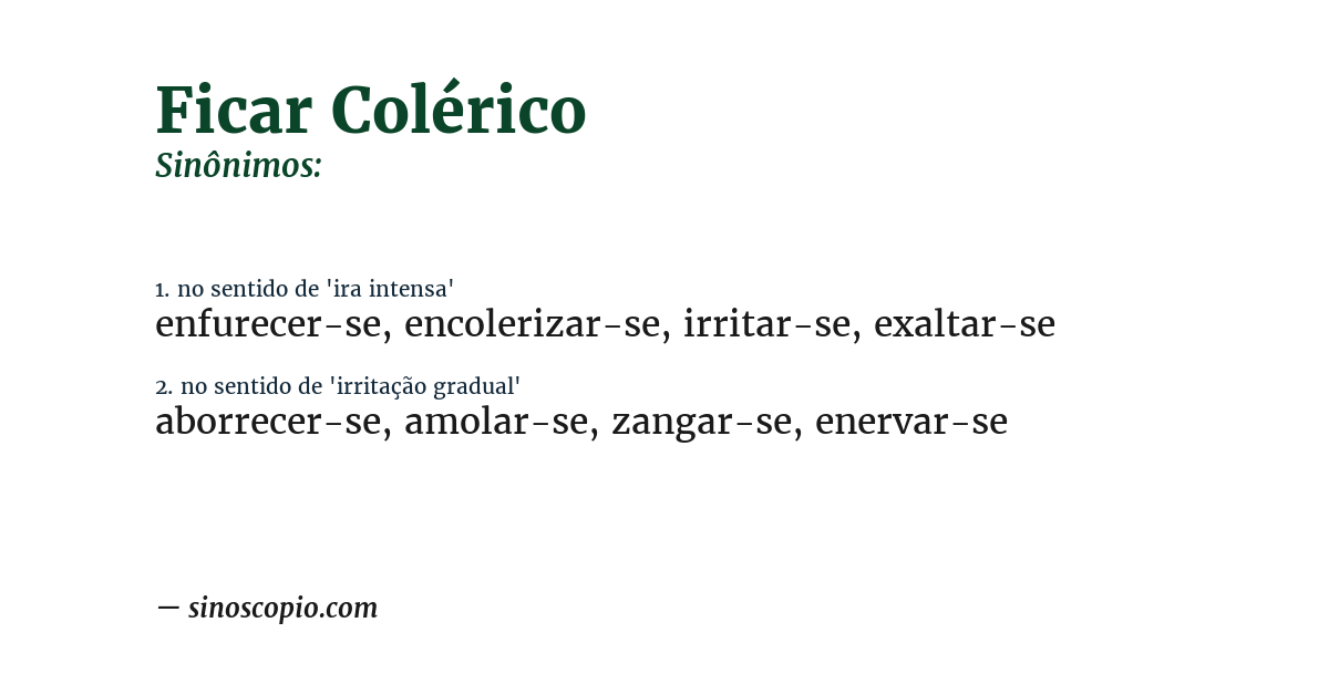 Sinônimo de ficar colérico