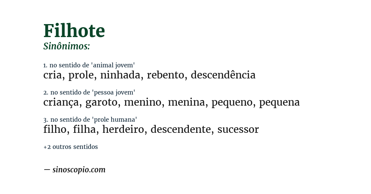 Sinônimo de filhote