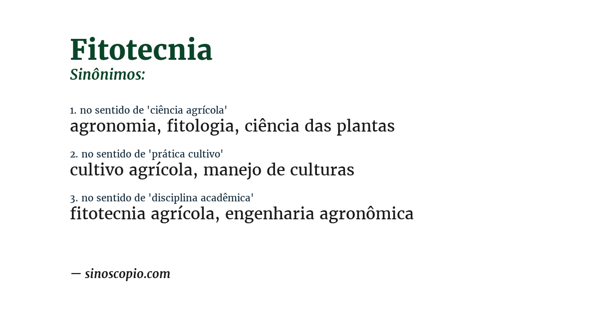 Sinônimo de fitotecnia