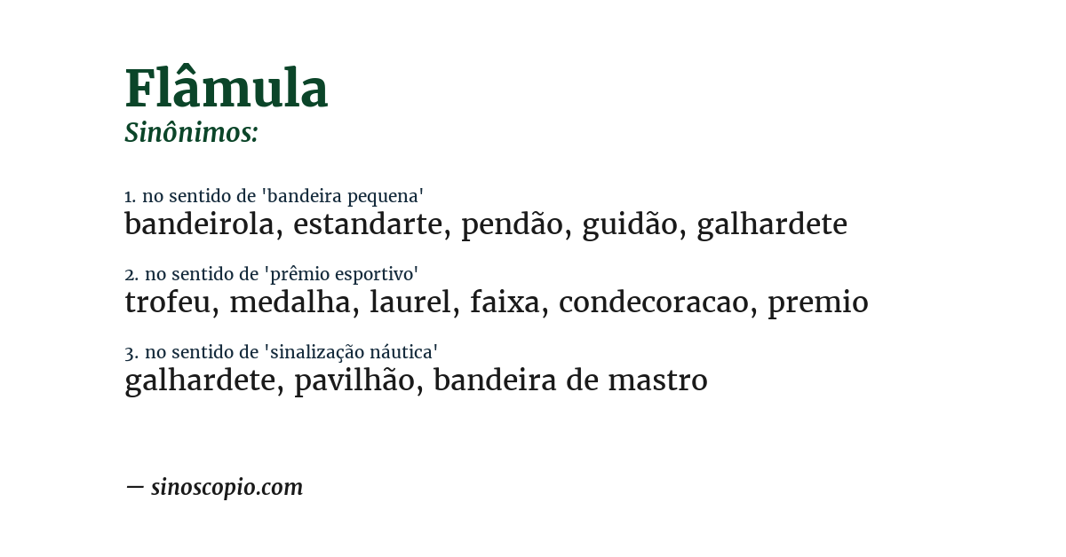 Sinônimo de flâmula