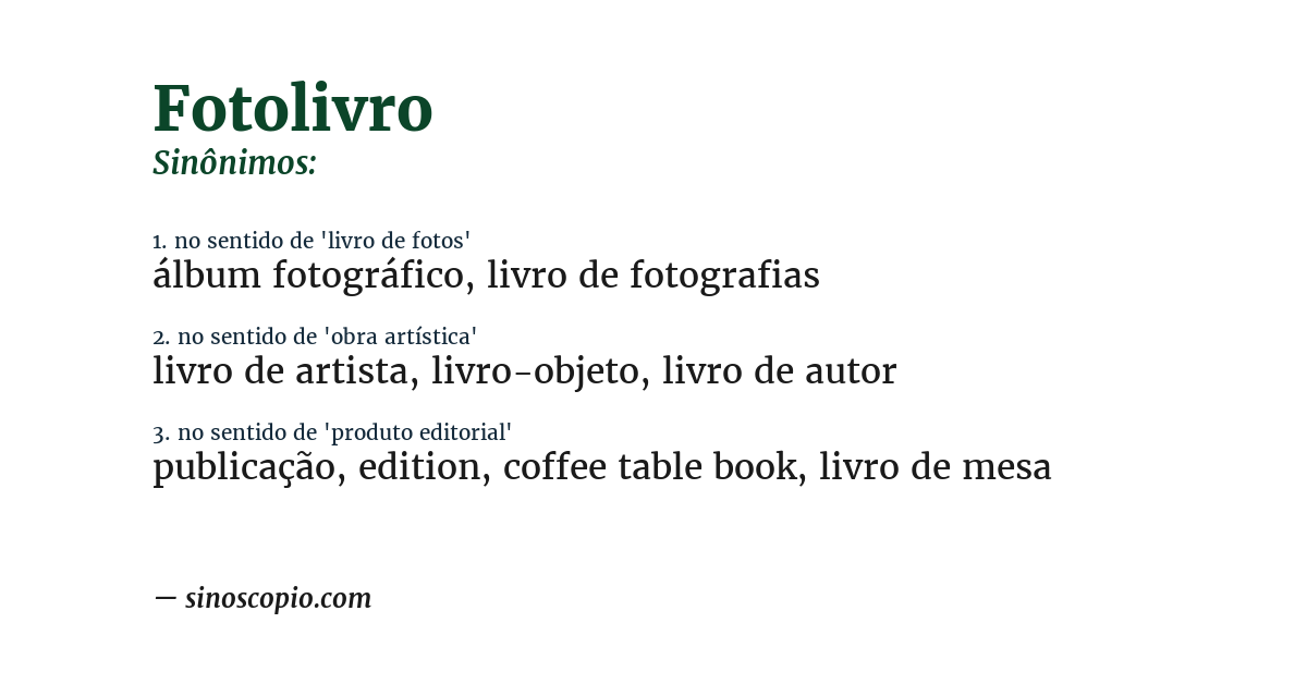 Sinônimo de fotolivro