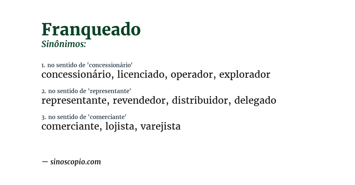 Sinônimo de franqueado