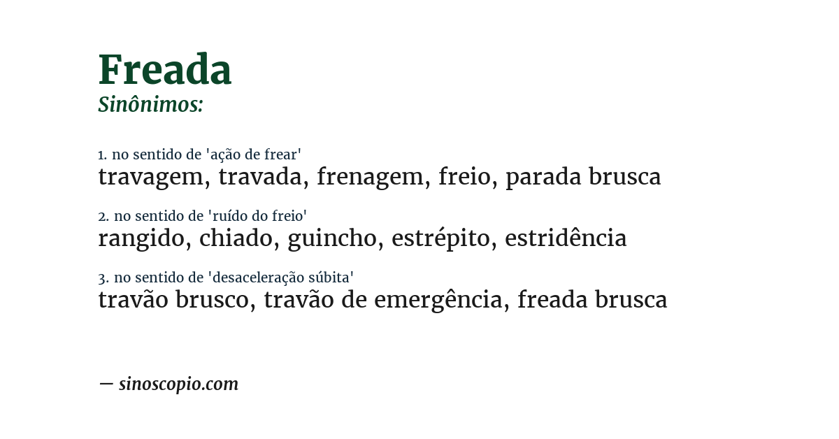 Sinônimo de freada