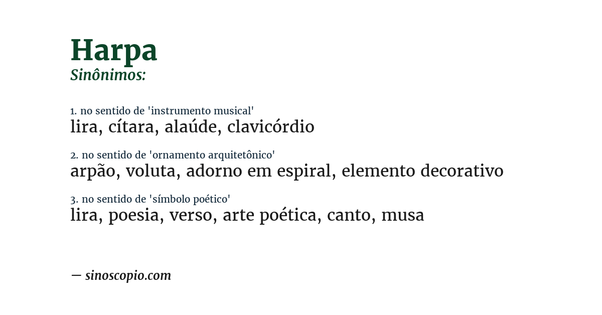 Sinônimo de harpa