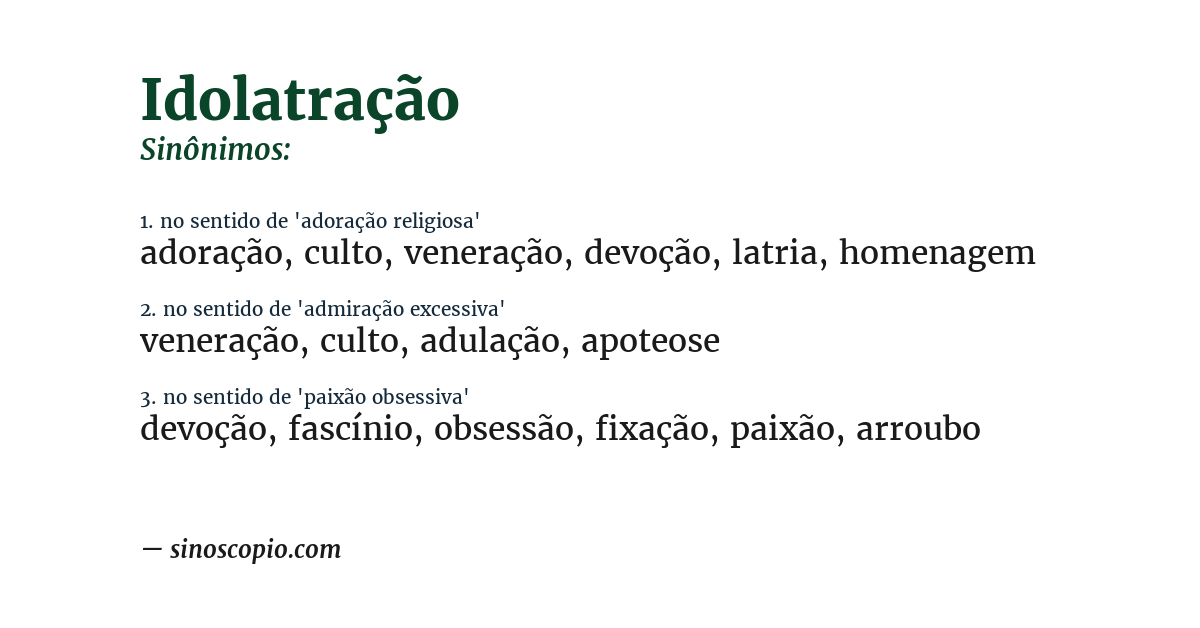 Sinônimo de idolatração