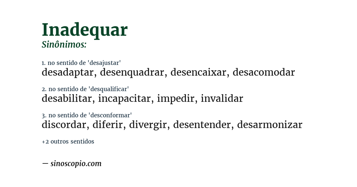 Sinônimo de inadequar