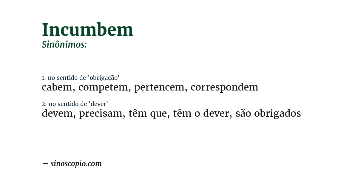 Sinônimo de incumbem